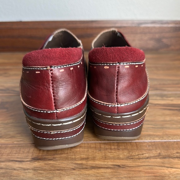 L'ATISTE Burbank Bordeux Maroon Red Leather Clogs size 8.5/39 - Picture 7 of 11